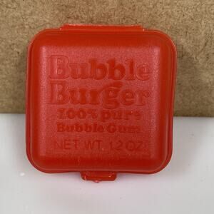 Vtg Fleer Bubble Burger Bubble Gum Candy Container Red 1980s - Empty